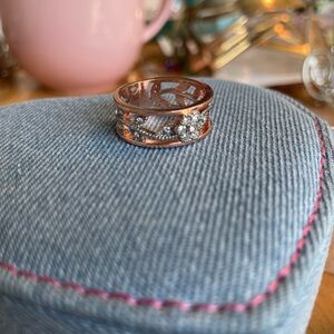 Rose Gold and Silver Floral Ring